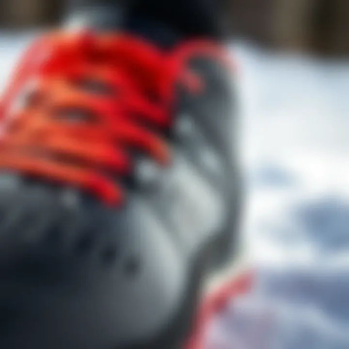 High-Quality Materials in Winter Sports Footwear Close-up of high-quality materials used in winter sports footwear